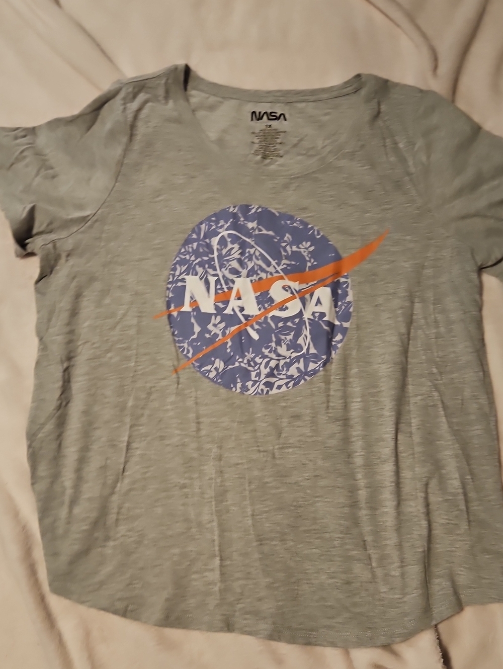 NASA Women's Short Sleeve Tee in Heather Gray